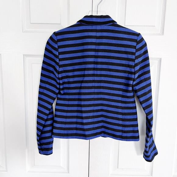 LOFT Corded Dobby Blue and Black Striped Blazer - Picture 5 of 6